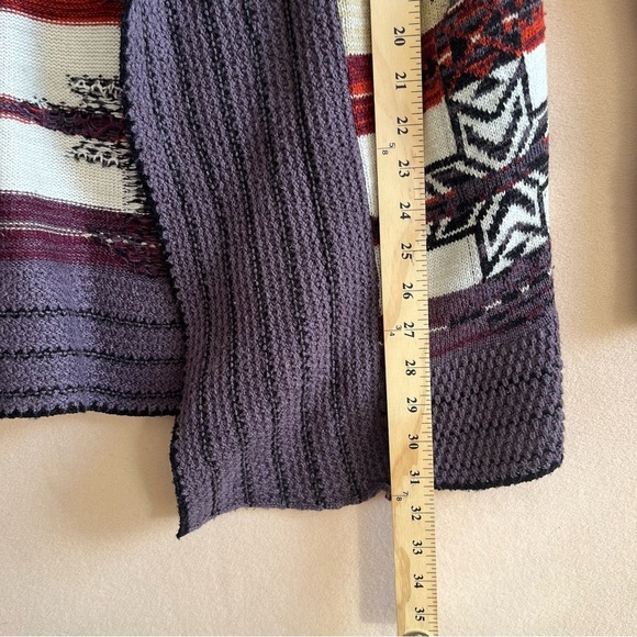 BCBG Women's Open Front Knit Cardigan Lagenlook Aztec Southwestern M - Picture 11 of 13